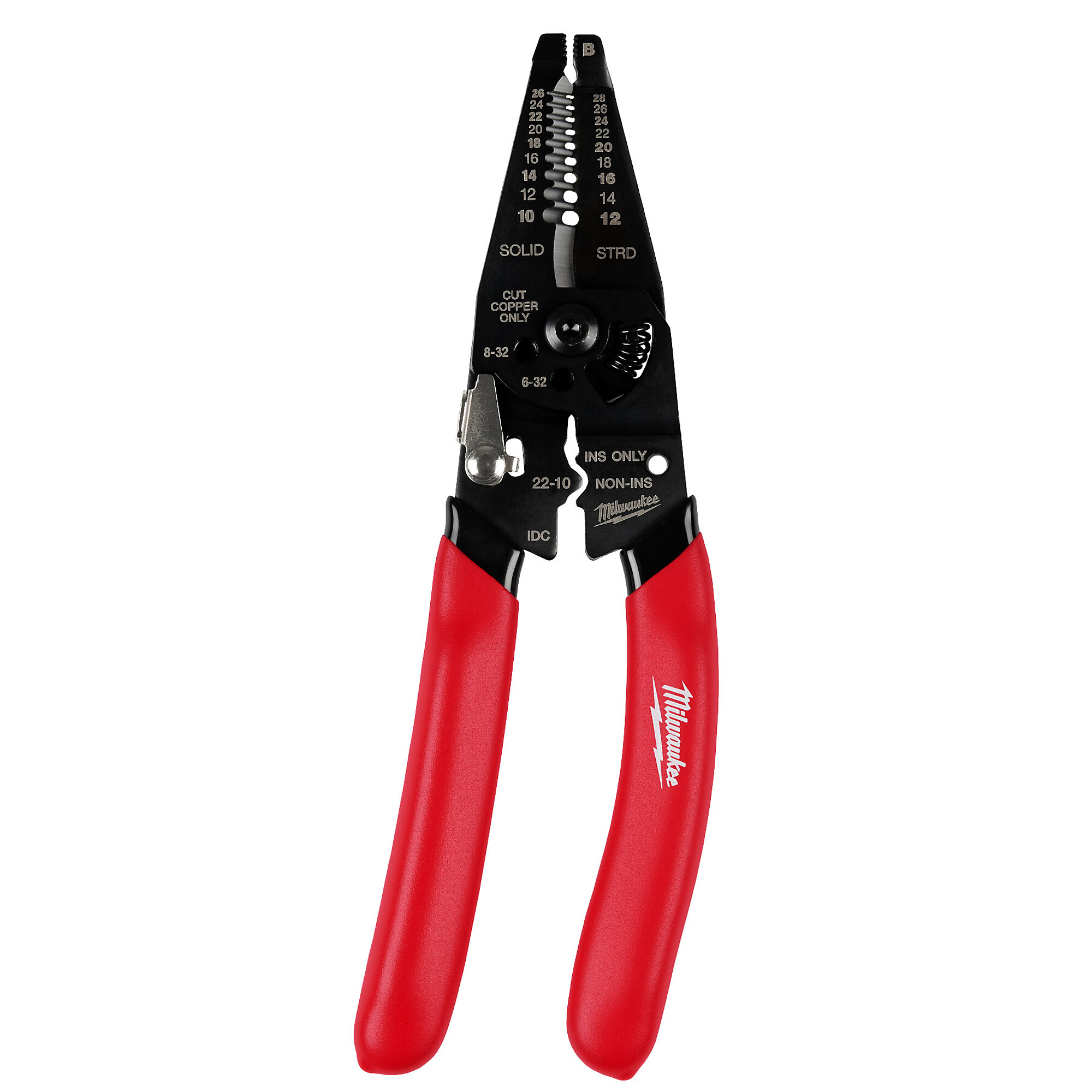 Milwaukee 10-28 AWG Multi-Purpose Dipped Grip Wire Stripper & Cutter w/ Reinforced Head, Model# 48-22-3052
